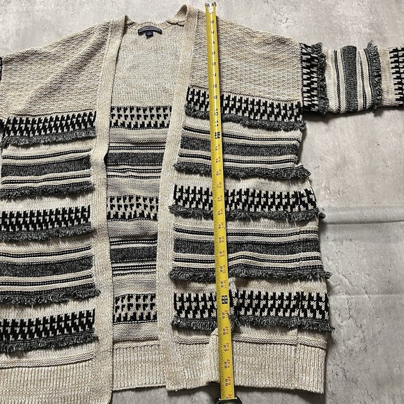 Tommy Hilfiger Cardigan Mens L Nordic Henley Mock Neck Camel Hair Striped - Picture 6 of 10